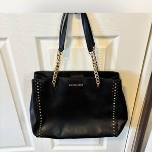 Michael Kors Black Shoulder Bag with Gold Chain Detail